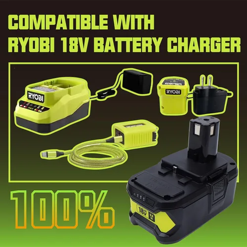 Vista 5 de Paquete de 2 baterías de litio de repuesto de 6000mAh 18V para Ryobi 6.0Ah P108 18V batería P102 P103 P105 P107 P109 ONE+ herramienta inalámbrica