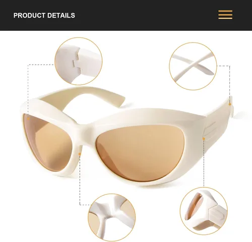 Vista 3 de KFPH Y2K - Gafas de sol punk para mujer, diseño geométrico envolvente, estilo punk hip hop, gafas de sol