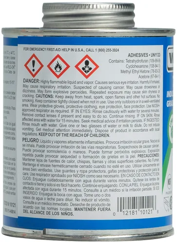 Vista 3 de Weld-On 10121 711 Cemento solvente de PVC de grado industrial de alta resistencia, de ajuste medio y bajo contenido de compuestos orgánicos