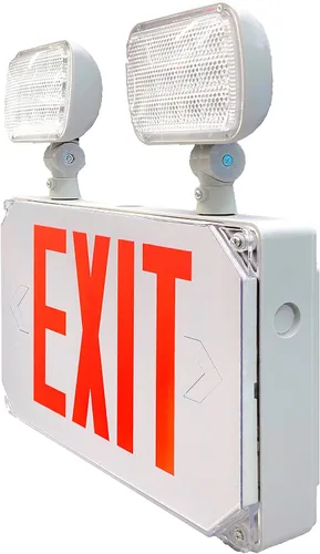 Vista 4 de Wet Location - Luz de emergencia LED para exteriores, resistente a la intemperie, con batería de respaldo, doble cara, CA 120 V/277 V, certificado