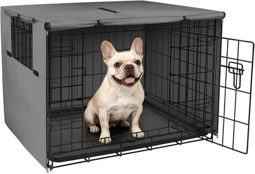 Vista 29 de Explore Land - Funda para jaula para perros, 18 pulgadas, color negro Parasol de poliéster resistente, ajuste universal para jaula de alambre