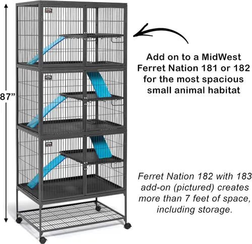 Vista 3 de Jaula para hurón MidWest Homes for Pets, modelo Deluxe Ferret Nation, Nación Hurón, Platino/Gris