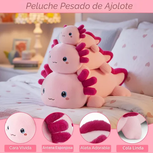 Vista 2 de SQEQE Ajolote de peluche con peso, juguete de peluche de ajolote con peso suave, bonita almohada para abrazar, regalo para niños y adultos