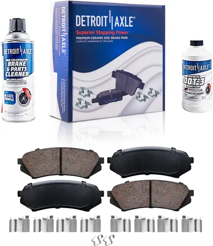 Vista 129 de Detroit Axle - Pastillas de freno para Ford F-150 99-03, 02 Lincoln Blackwood, Pastillas de freno de cerámica delanteras y traseras con repuesto