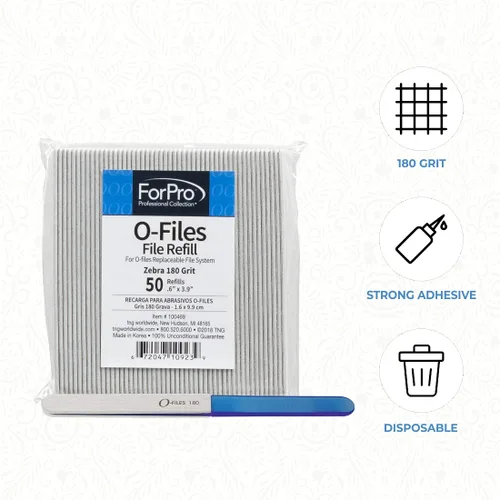 Vista 5 de ForPro Professional Collection O-Files - Sistema de archivos reemplazable, cebra, grano 180, repuestos de lima de uñas de manicura, 3.9 pulgadas