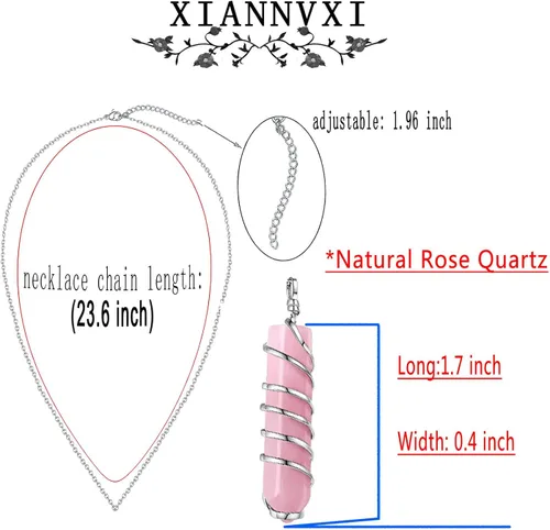 Vista 5 de XIANNVXI Collar hecho a mano con alambre envuelto en cristal colgante de cristal curativo natural, collares de piedras preciosas de cuarzo reiki