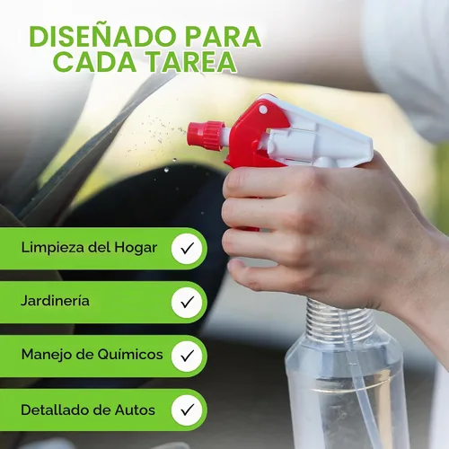 Vista 6 de BRIGHTFROM Botella pulverizadora de plástico, 16 onzas vacía, espray de gatillo ajustable fino para fluir, a prueba de fugas, transparente