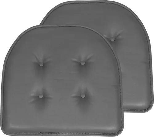 Vista 73 de Sweet Home Collection - Cojín de asiento de espuma viscoelástica y respaldo de caucho antideslizante con capitoné para silla, cojín en U, 17x16 Gris