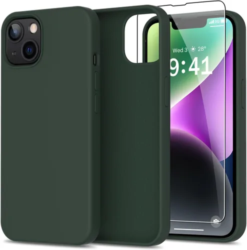 Vista 11 de bemal Funda para iPhone 14 Pro con protector de pantalla, silicona líquida de ajuste delgado, forro de microfibra suave, diseñada para mujeres