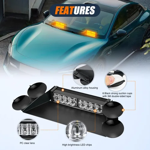 Vista 4 de Nilight 16LED Amber Dash Strobe Light Cigarette Lighter Plug Ámbar