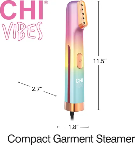 Vista 8 de CHI VIBES - Vaporizador de mano para ropa, tela y cortinas, 5 minutos de vapor continuo, removedor de arrugas portátil para el hogar y viajes