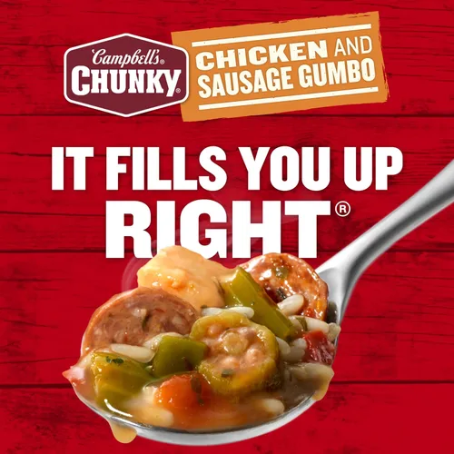 Vista 7 de Sopa Campbell’s Chunky, Gumbo de Pollo y Salchicha, lata de 18.8 oz (Caja de 12)