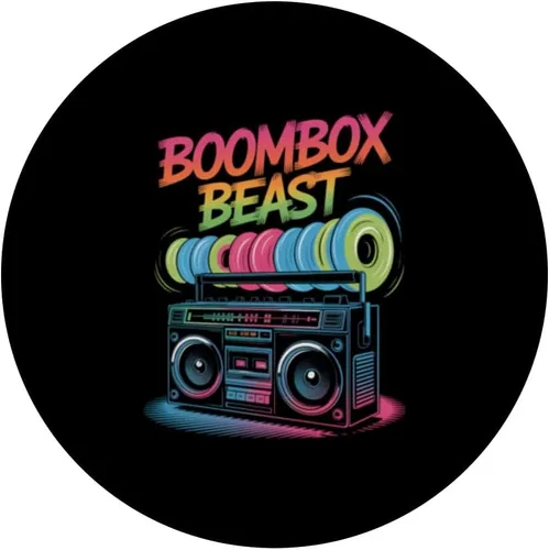 Vista 3 de Boombox Beast Retro 80s Hip Hop Old School PopSockets Adhesive PopGrip