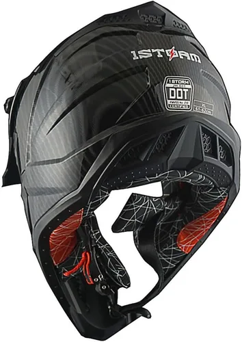 Vista 5 de 1Storm - Casco de motocross para adulto ATV Dirt Bike BMX MX de estilo de pista en montaña JH601; de fibra de carbono negro