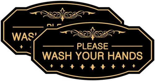 Vista 26 de Signs ByLITA Letrero Victoriano Please Wash Your Hands (Negro) - Pequeño