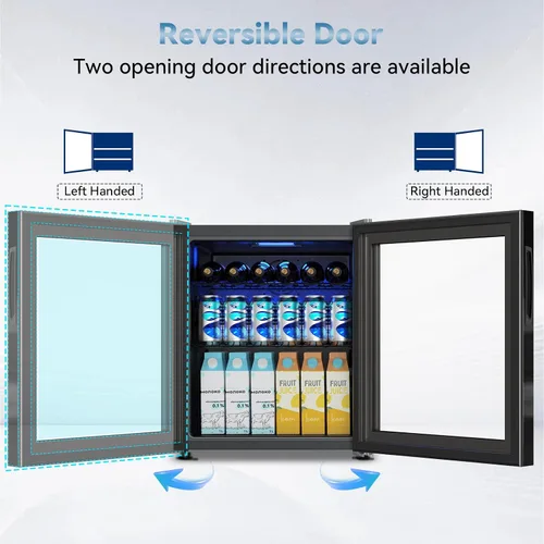 Vista 2 de Velivi Mini refrigerador con puerta de cristal, nevera pequeña, escritorio, enfriador de bebidas con cerradura para bebidas de cerveza, 1.4 pies