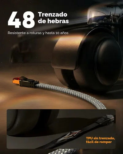 Vista 6 de Snowkids Cable Ethernet Cat 8 de 15 pies, señal fuerte, alta velocidad de 40 Gbps 2000 Mhz, cable de red con conector de Internet RJ45