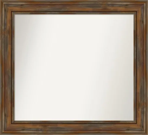 Vista 84 de Amanti Art Espejo de baño marrón para sobre fregadero, 26 x 26 pulgadas, espejo de tocador cuadrado marrón rústico Alexandria, marco de madera