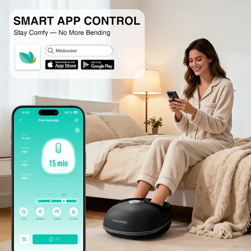 Vista 4 de Medcursor Masajeador de pies con calor - Máquina de amasado profundo Shiatsu mejorada 2026, intensidad de compresión de aire múltiple, control