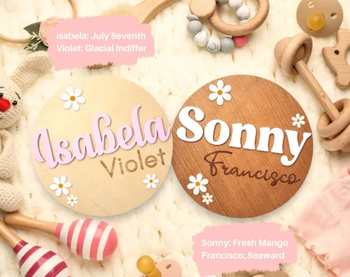Vista 3 de Personalized Baby Announcement Sign, Baby Name Signs for Nursery, Newborn Announcement Sign, Birth Announcement Sign, Announcement Board for New
