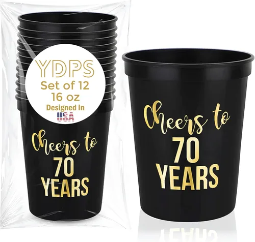 Vista 12 de Copas de plástico reutilizables para estadios de 30 años, 16 onzas, 12 unidades, recuerdos de fiesta de 30 cumpleaños y decoración de mesa para ella