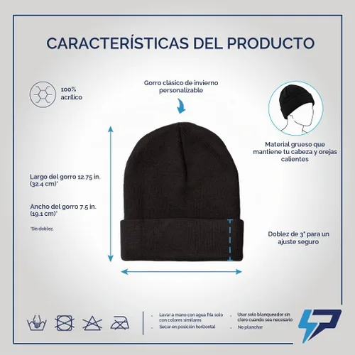 Vista 2 de Gorro de invierno para hombres y mujeres, gorro de acrílico con texto personalizado personalizado Negro