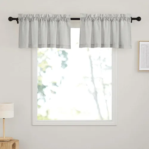 Vista 20 de RYB HOME Cortinas traslúcidas grises – Cortinas semitransparentes mezcladas de lino para privacidad, cortinas de ventana, reducción de luz para sala