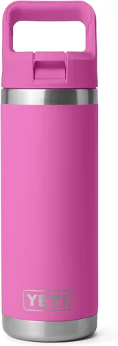 Vista 39 de YETI Rambler Botella de 18 onzas, aislada al vacío, de acero inoxidable con tapa de popote a juego de colores, rojo rescate