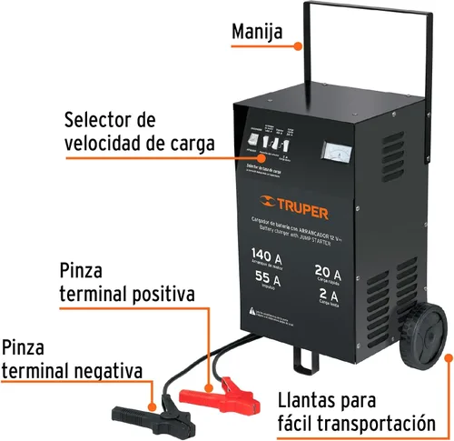 Vista 2 de TRUPER CARBA-140 Cargador de batería de coche de 12 V/140 Amp
