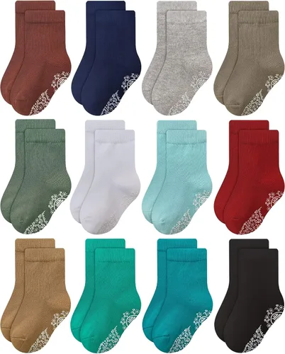 Vista 15 de RATIVE - Calcetines antideslizantes con agarres para bebé, bebés, niños pequeños, niños y niños