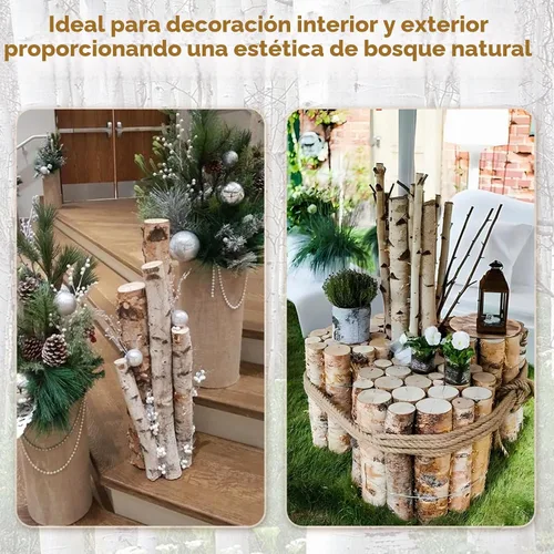 Vista 3 de Paquete de 12 troncos de abedul para decoración de chimenea, ramas de madera de abedul decorativas naturales