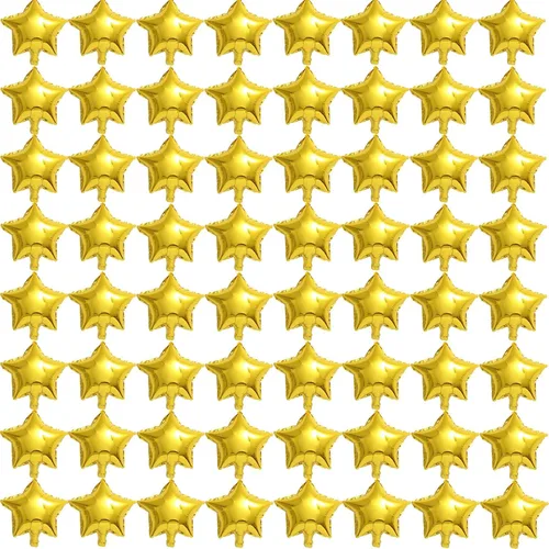 Vista 12 de 6 globos de aluminio de 22 pulgadas y 10 globos de aluminio de 10 pulgadas con estrella - Dorado, globos de estrella de 12 puntas y 4 puntas para 16