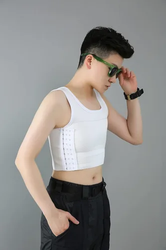Vista 2 de Carpeta de pecho de 7.9 in Super Banda elástica Tank Top Shapewear para Tomboy Trans Lesbianas
