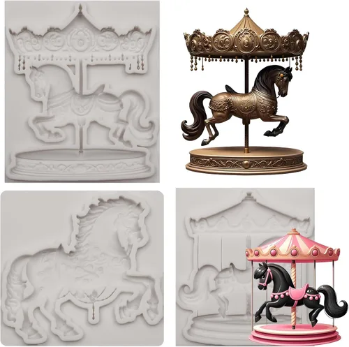 Vista 10 de Moldes de silicona para fondant de circo, 2 unidades, moldes de chocolate de elefante payaso, molde de cocina para hornear para decoración