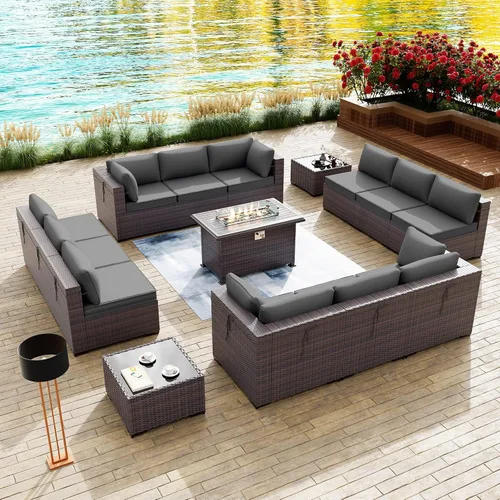 Vista 54 de Kullavik - Juego de muebles para exterior de 6 piezas con sofá modular de ratán de polietileno, color negro