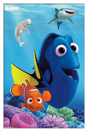 Vista 12 de Trends International Disney Pixar Finding Dory - Póster de pared de Dory, 14.725 x 22.375 pulgadas, versión enmarcada de madera de granero
