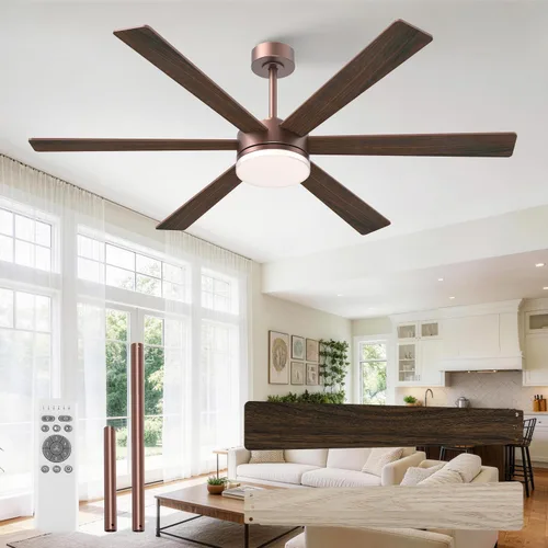 Vista 30 de OPONL Ventilador de techo de 52 pulgadas con luz y control remoto Negro