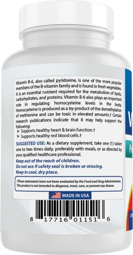 Vista 7 de Best Naturals Vitamina B6 50 mg 250 Comprimidos