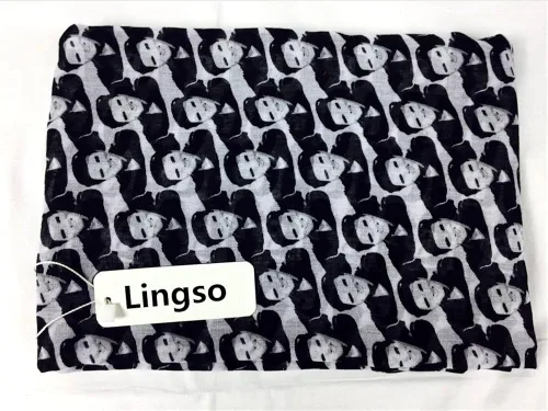Vista 7 de Lingso - Bufanda para mujer, diseño de mujer, color negro