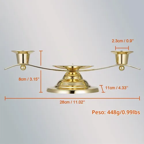 Vista 3 de ACHIBANG Portavelas Gold Unity para ceremonia de boda, soporte de vela de 3 brazos con pico central para velas de pilar y cónicas, elegante Oro