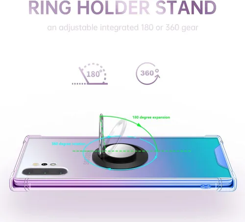 Vista 6 de Serie de soportes de anillo diseñada para Samsung Galaxy Note 10 Plus, cubierta protectora transparente compatible con soporte magnético