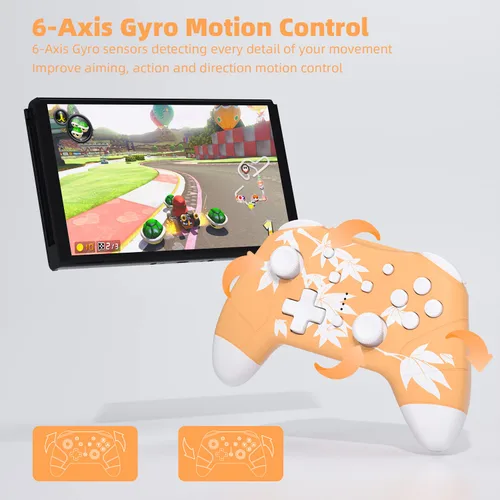Vista 3 de Mytrix Wireless Controller Compatible with Nintendo SwitchLiteOLED, Cute Wireless Pro Controllers Gamepad with Wake-Up, Headphone Jack, Auto-Fire