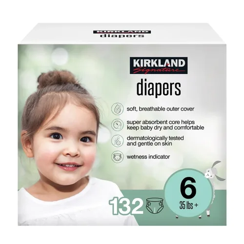 Vista 10 de Kirkland Pañales Signature talla 1 (hasta 14 libras) 192 unidades con toallitas exclusivas para la salud y el aire libre