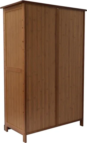 Vista 7 de Gdrasuya10 Gabinete de bambú para zapatos de 2 puertas, organizador de zapatos para entrada, armario de almacenamiento de zapatos de 5 niveles