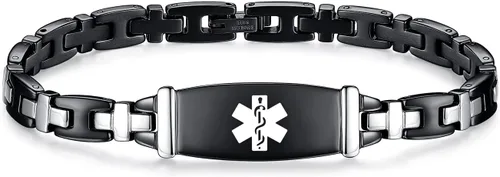Vista 5 de Pulseras médicas de la identificación de la alerta del acero inoxidable de la señora de la manera