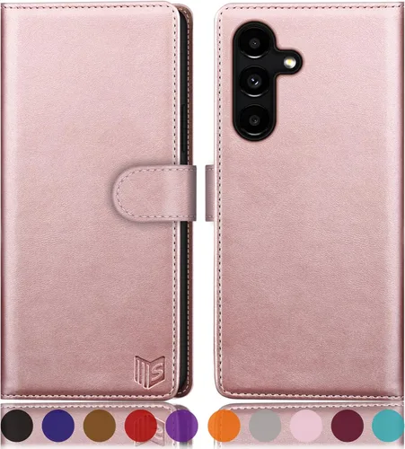 Vista 13 de SUANPOT Funda tipo cartera para Samsung Galaxy S24 5G con bloqueo RFID, tarjetero de crédito, funda protectora de piel sintética con tapa para Negro