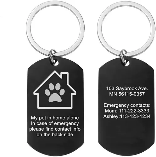 Vista 6 de Llavero personalizado de alerta de emergencia para mascotas para identificación personalizada, regalo de seguridad para dueño de mascota, mi mascota