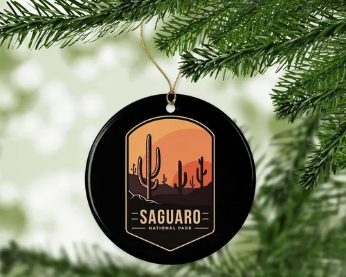 Vista 2 de Adorno del Parque Nacional Saguaro – Regalo del Parque Nacional Saguaro – Adorno de Navidad Saguaro – Decoración del Parque Nacional – Parque