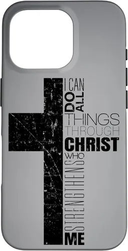 Vista 19 de iPhone XS Max Negro Cristiano Cruz Religiosa Biblia Verso Filipenses 4 13 Caso