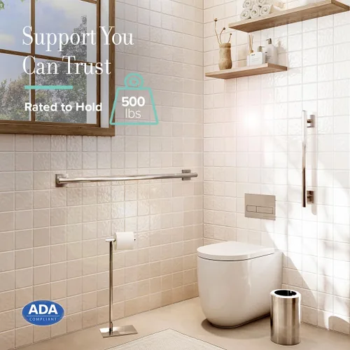 Vista 5 de Gatco 950 Elevate - Barra de agarre para ducha, 12 pulgadas, compatible con ADA, níquel satinado, barandilla de baño montada en la pared